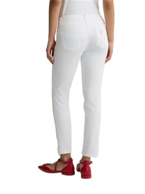 pantalone donna 5 tasche uncinetto cotone bianco LIU JO | WA5457-T4033M9603